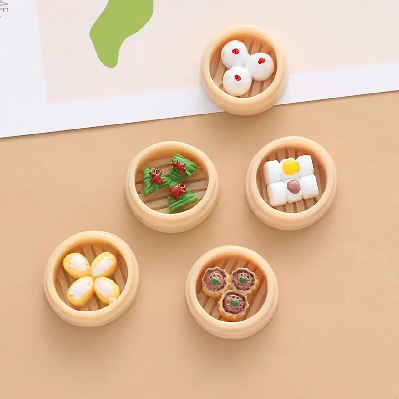 5pcs of simulated Hong Kong style morning tea refrigerator magnets can be used for home, whiteboard, and office decoration