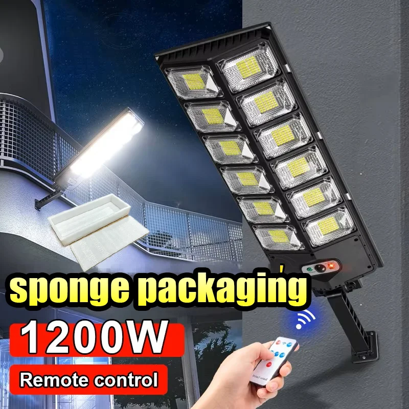 1200W Solar Lights Outdoor Garden 3 Modes External Solar Lamp Outdoor IP67 Waterproof Sunlight Street Light Motion Sensor Light