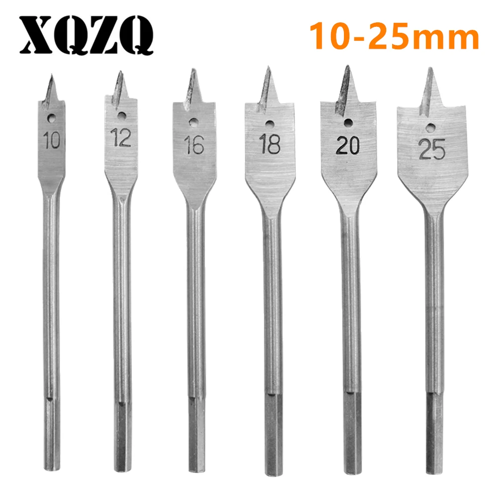 6pcs Wood Drill Bit 10/12/16/18/20/25mm Hex Shank Spade Bits Flat Boring Bit Hole Cutter  for Woodwoking Drilling Tool