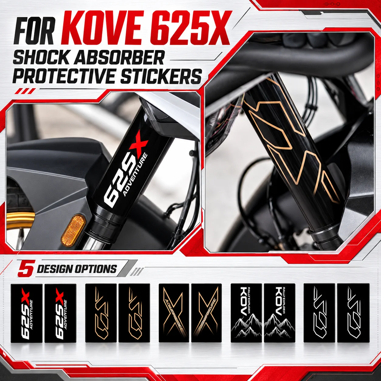 For 2026 KOVE 625X Motorcycle Body Decor Sticker Shock Absorber Waterproof Protective Decals Mod Accessories