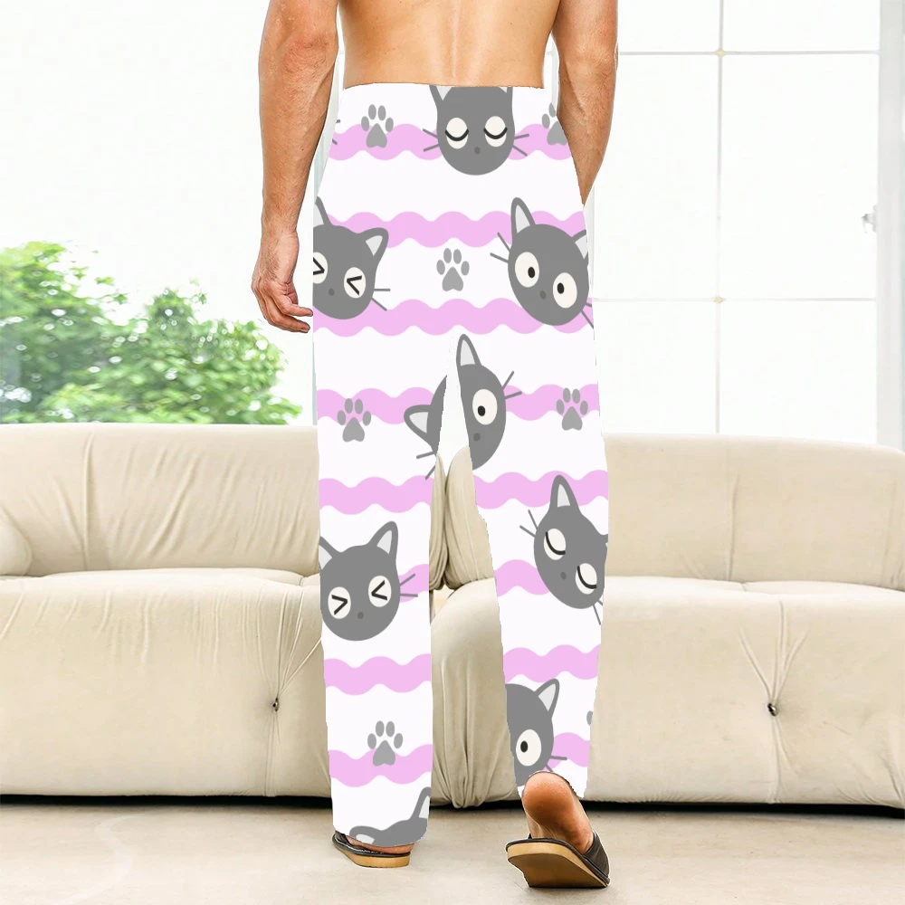 Pantalon de pyjama de dessin animé de chats mignons pour hommes et femmes, pantalon de salon super doux, bas de pyjama unisexe pour le sommeil avec poches, cordon de serrage de proximité