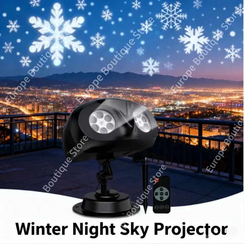 2024, обновленный рождественский свет в виде снежинки, уличный проектор с двойной головкой, рождественский проекционный прожектор со снежинками для декора сада