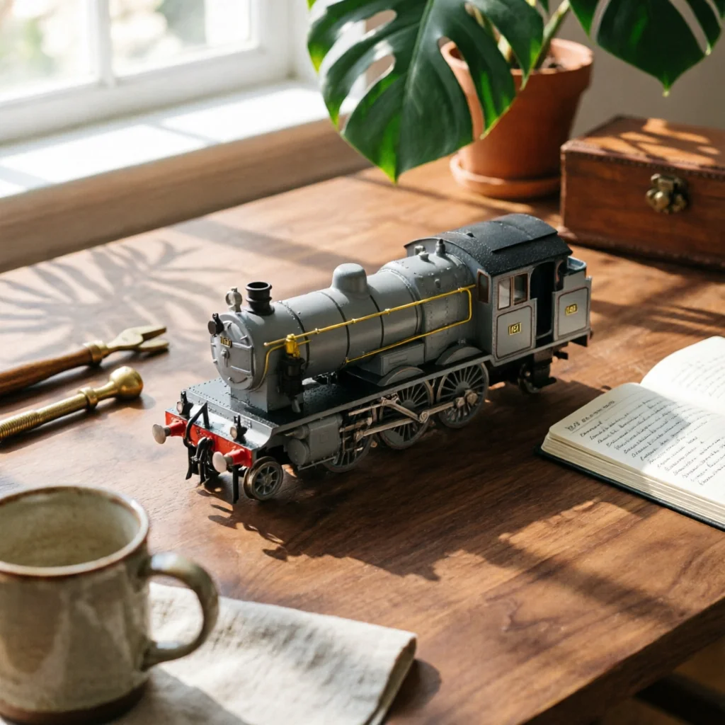 Display-ready Locomotive with Tender Authentic Steam Train HO Scale Model for Tabletop Exhibition
