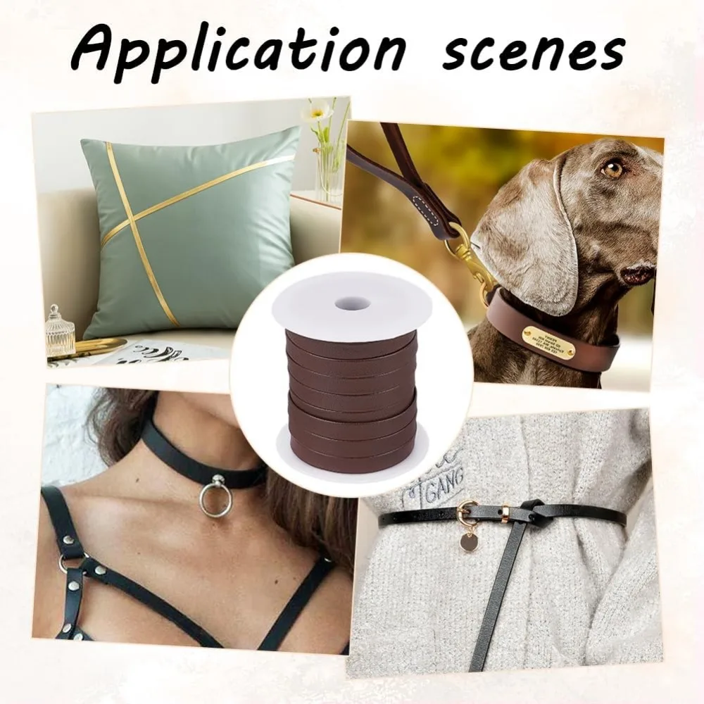 1Roll 22.5 Yards Coconut Brown Flat PU Leather Strips 10mm Leather Trimming Tape Double Sided Leather Bias Tape for Bags Shoes