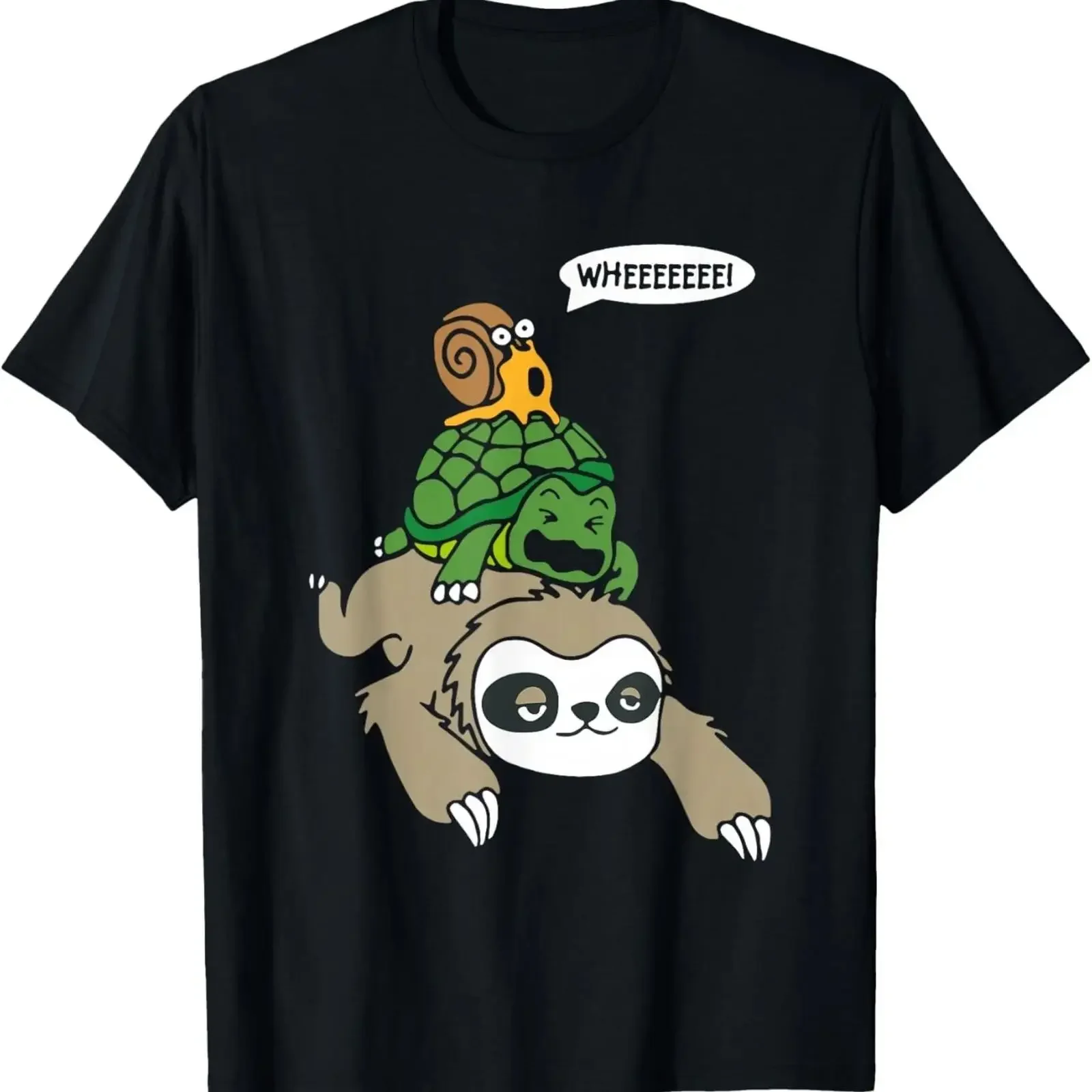 Funny Sloth Turtle Snail Piggyback Animal Running Wild T Shirt vintage Washed Stretched Casual streetwear Top For Everyday Wear
