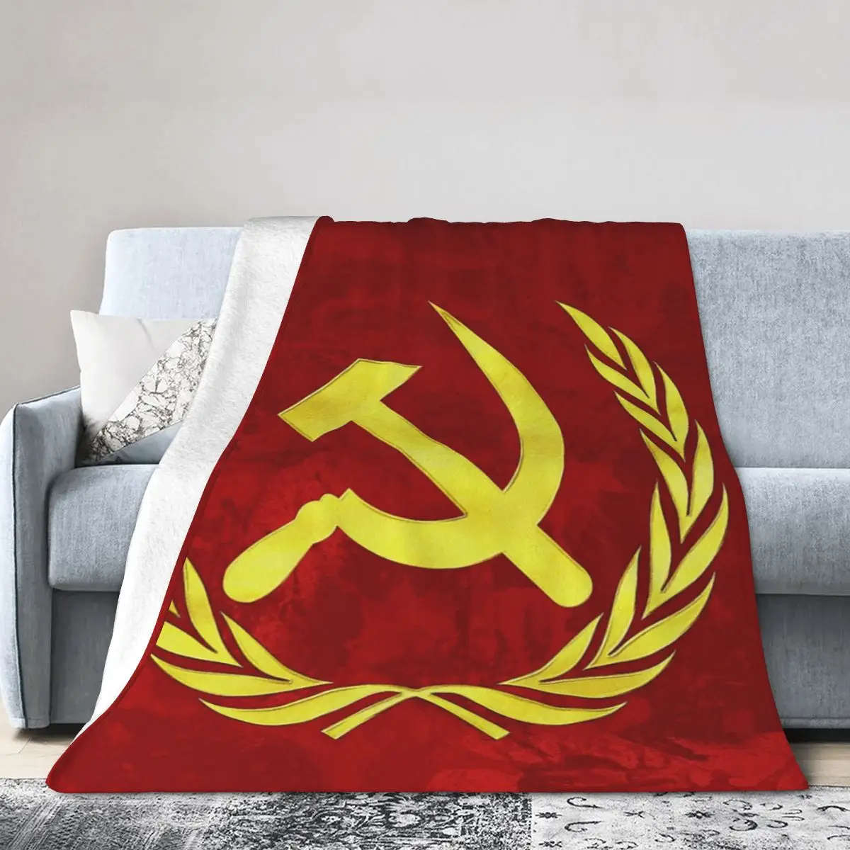 HAMMER AND SICKLE Blanket Soft Warm Flannel Throw Blanket Plush for Bed Living room Picnic Travel Home Sofa