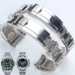 Rolex SUBMARINER DAYTONA erkekler için 20mm 21mm 904L saat kayışı katlanır toka saat kayışı katı paslanmaz çelik izle bilezik