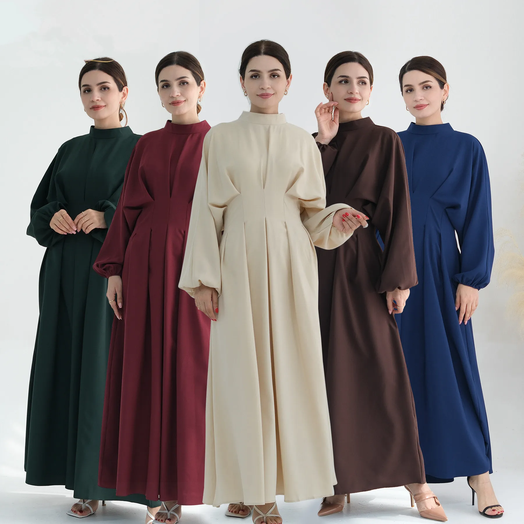 

Elegant Turkish Dubai Abaya Free Delivery Ship Muslim Womens Long Dress Strpped Cuff Sleeve Islamic Women Clothes 2024 LR728