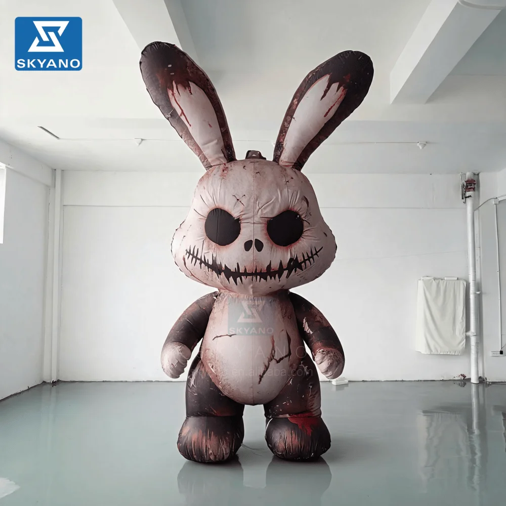 Inflatable Halloween Doll Rabbit Inflatable Horror Rabbit Bloody Rabbit Air Model Halloween Party Decoration Prop