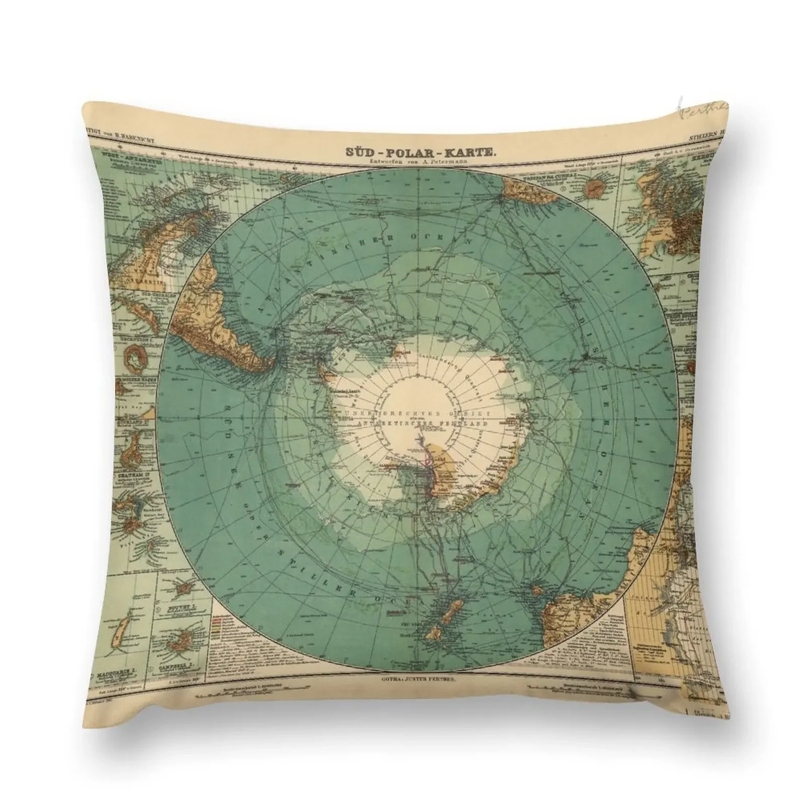 

Map of Antarctica from 1912 (Süd-Polar-Karte) Throw Pillow pillow cover christmas Pillowcase Cushion Cover Set pillow