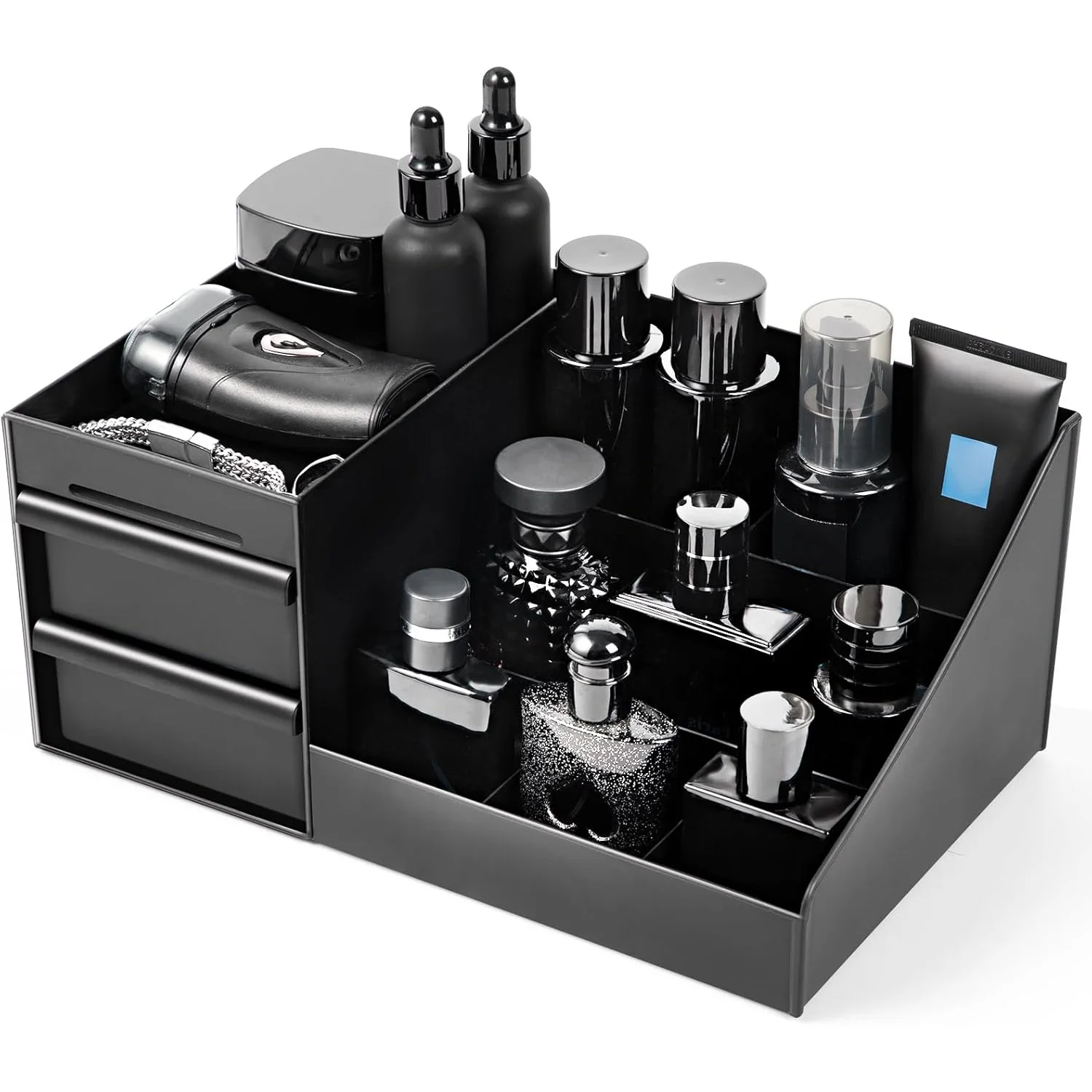 Boîte de rangement pour cosmétiques pour hommes, organisateur de parfums et de colognes pour hommes, organisateur de comptoir, essentiels, cadeaux, cadeaux pour la Saint-Valentin, rangement pour la chambre