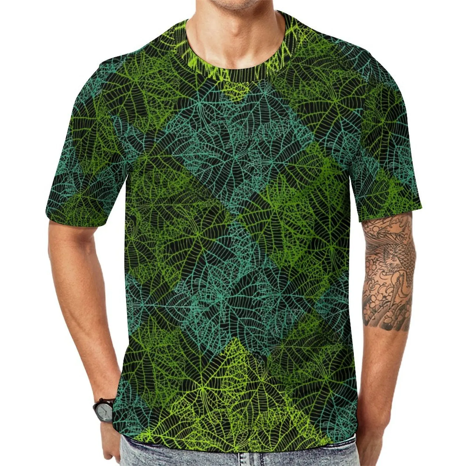 Plus Size T Shirt Summer Cute Plant T-Shirts Palm Print Classic O Neck Tshirt Men Vintage Custom Tees