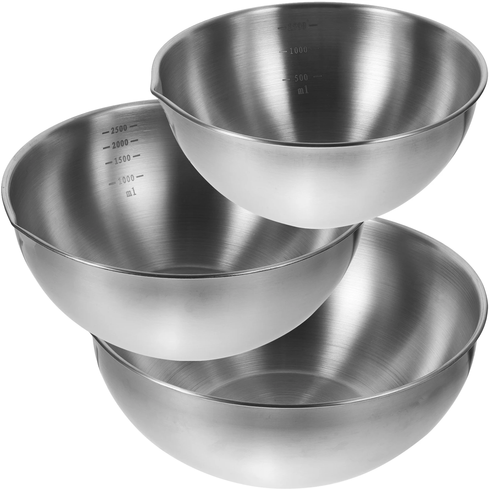

3 Pcs Steel Salad Prep Kitchen Mixing Basins Large Food Bowls Ramen Pasta Soup Set Baking Bowl For Kitchen Bowls