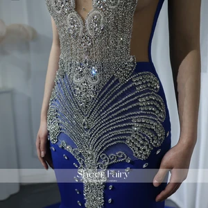 Sheer Fairy Luxury Strass Royal Blue Mermaid Ball Dresses 2025 For Long Black Girls SH017 Personalized 12 Main Sales Royal Blue Graduation Dress - №10