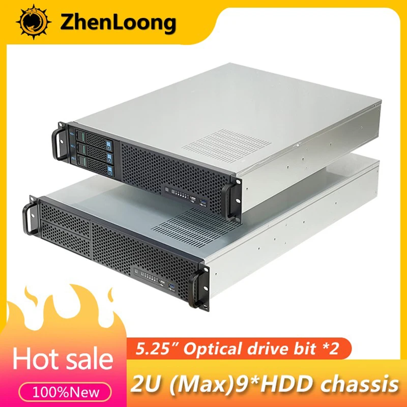 

ZhenLoong 2U Rack-mount Chassis For ATX Compatible With Server Half-height PCI Expanional Card Slots 5.25" Optical Drive Bit