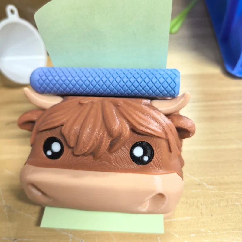 Cute Hippo Sticky Note Holder with Pen Slot Cartoon Animal Memo Pad Organizer Desktop Paper Dispenser Stationery Decor Gift