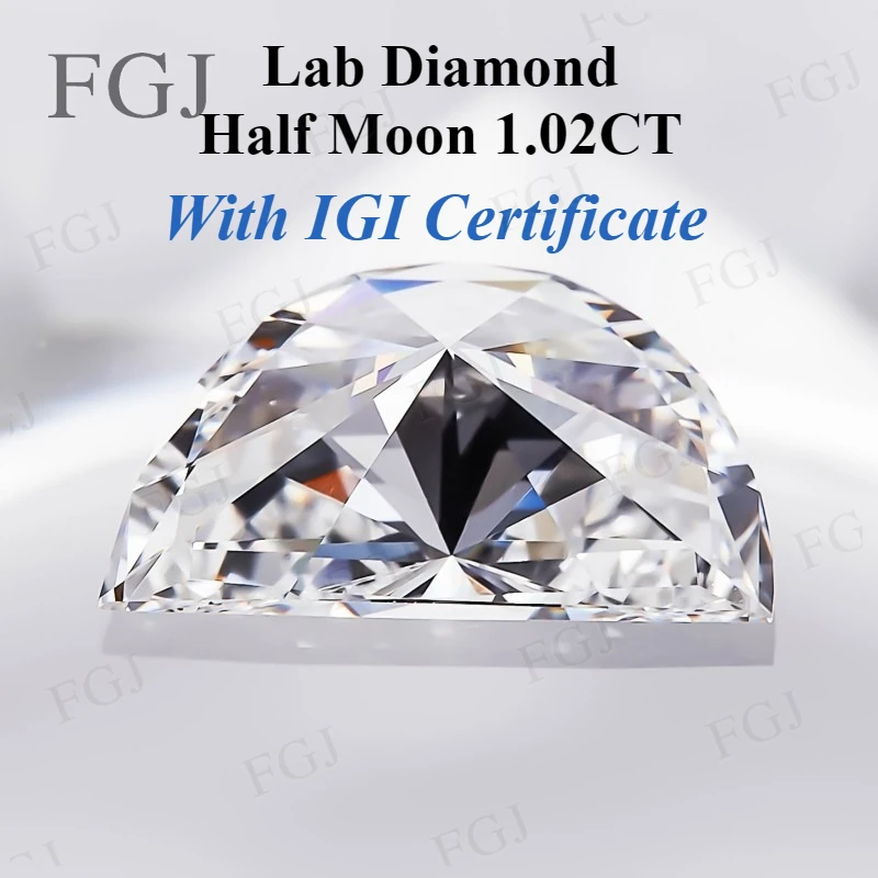 Lab Diamond Half Moon E Color VVS2 Jewelry Custom Loose Stone Beads For Women Girls Wedding Gifts Top Quality With IGI CVD HPHT