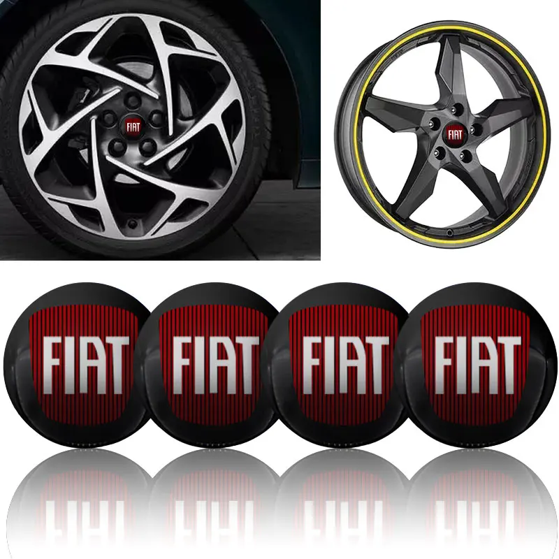 4 piezas de pegatinas metálicas para tapas centrales de rueda de coche de 56mm y 60mm para Fiat 500, Punto 124, Bravo, Stilo, Panda, Abarth, Tipo, Viaggio