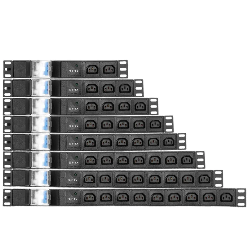 

PDU SPD Power Strip Distribution 3/4/5/6/7/8/9 Unit Network Cabinet 4000W/8000W Aluminium alloy Independent switch C13 SOCKET