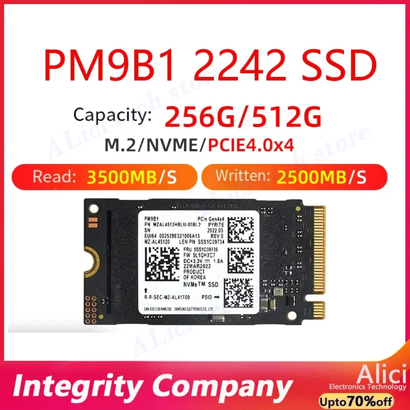 

Оригинальный SSD-накопитель для ноутбука Samsung PM9B1 256G/512G 2242 M.2 PCIE4.0 NVME, настольный твердотельный накопитель