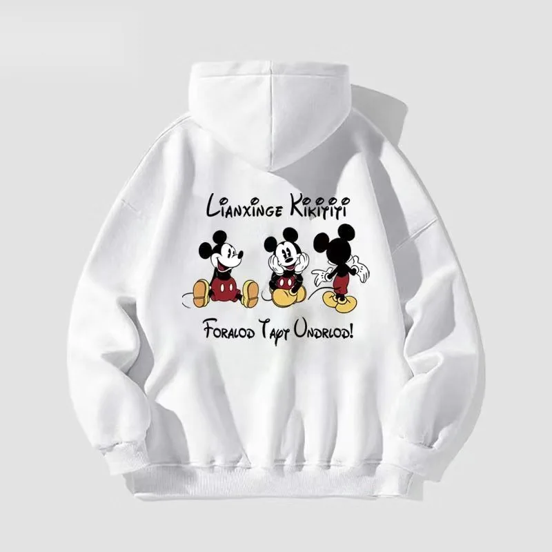 المراهقين متعة ميكي ماوس مطبوعة مقنعين البلوز زوجين ملابس الخريف الشتاء عادية كسول نمط فضفاض القمم أنيمي هوديس