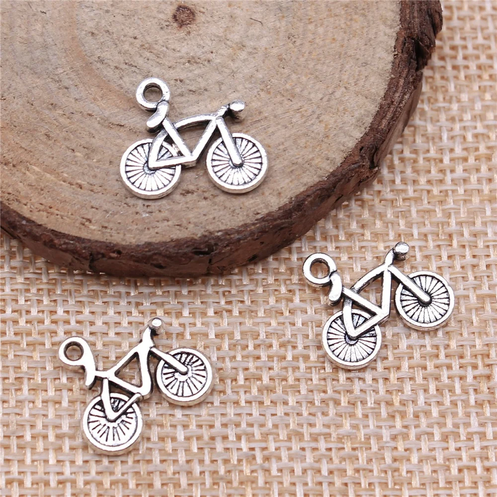 

Wholesale 200pcs/bag 15x13mm Bike Charms Wholesale Antique Silver Color Biker Charms Wholesale Bicycle Charm DIY