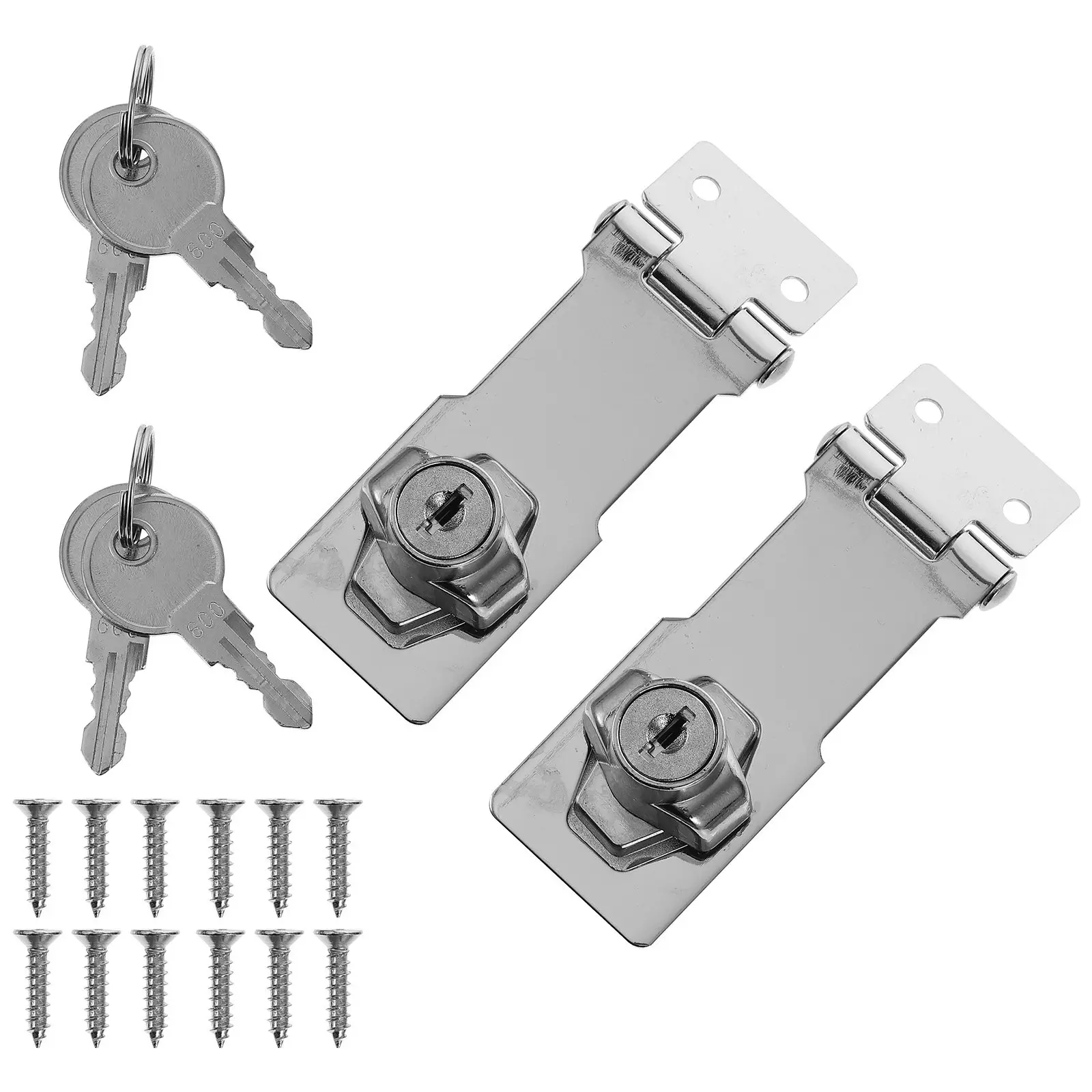 2Pcs Stainless Steel Door Lock Hasp Thickened Lock Plate Concealed Screws Security Locks for Home Office Cabinets