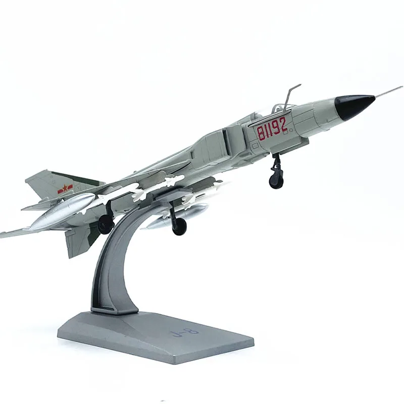 Diecast 1:100 Scale China Air Force J8 Fighter Aircraft Model Alloy Military Plane Model Collection Toy Gift Display