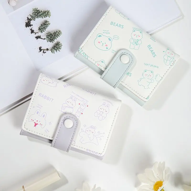 Mini Women Wallet Cute little animals PU Leather Credit Card Holder Wallets Money Bag Girl Coin Pouch Tri-fold Wallet