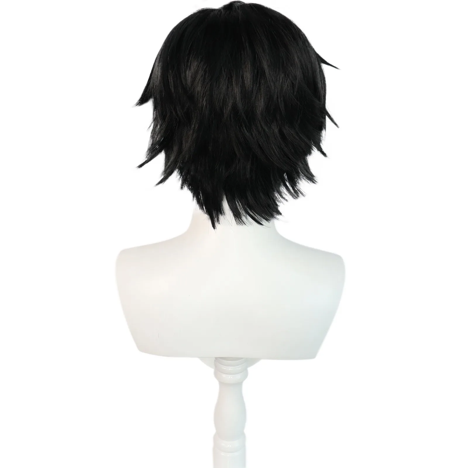 Toji-男性と女性のためのユーモラスなコスプレ黒髪,合成皮革,耐熱性のキャップ,アニメパーティーウィッグ