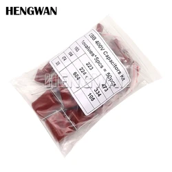 50pcs CBB Capacitor Assortment Kit 400V 10NF - 3.3UF 10values*5pcs Metallized Polyester Film Capacitance DIY