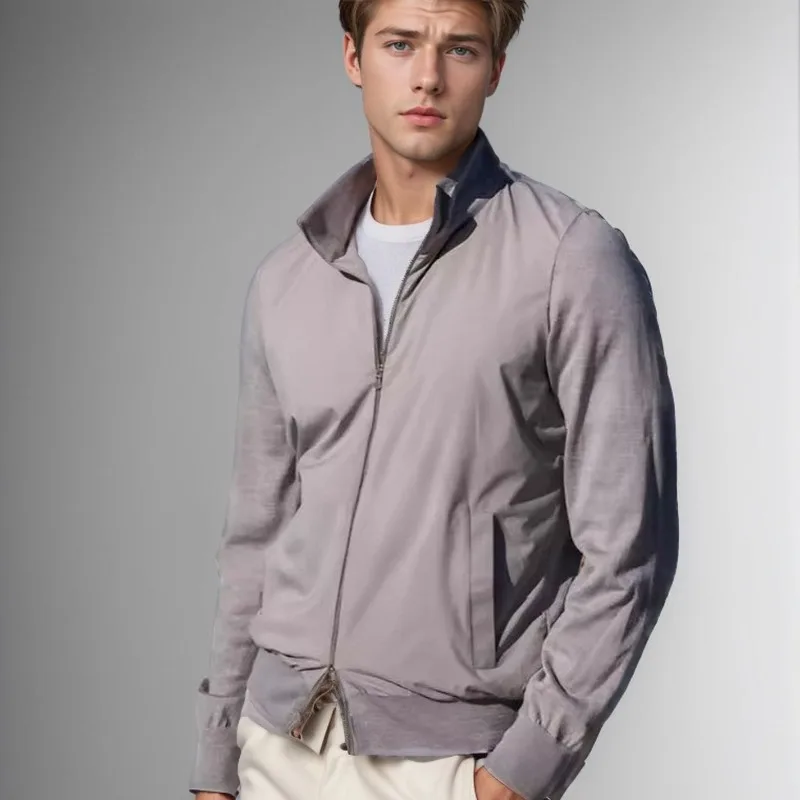 New Spring, Summer and Autumn Foreign Trade Thin Jacket  Solid Color Men's Zipper Cardigan Skin Clothing Sun Protection