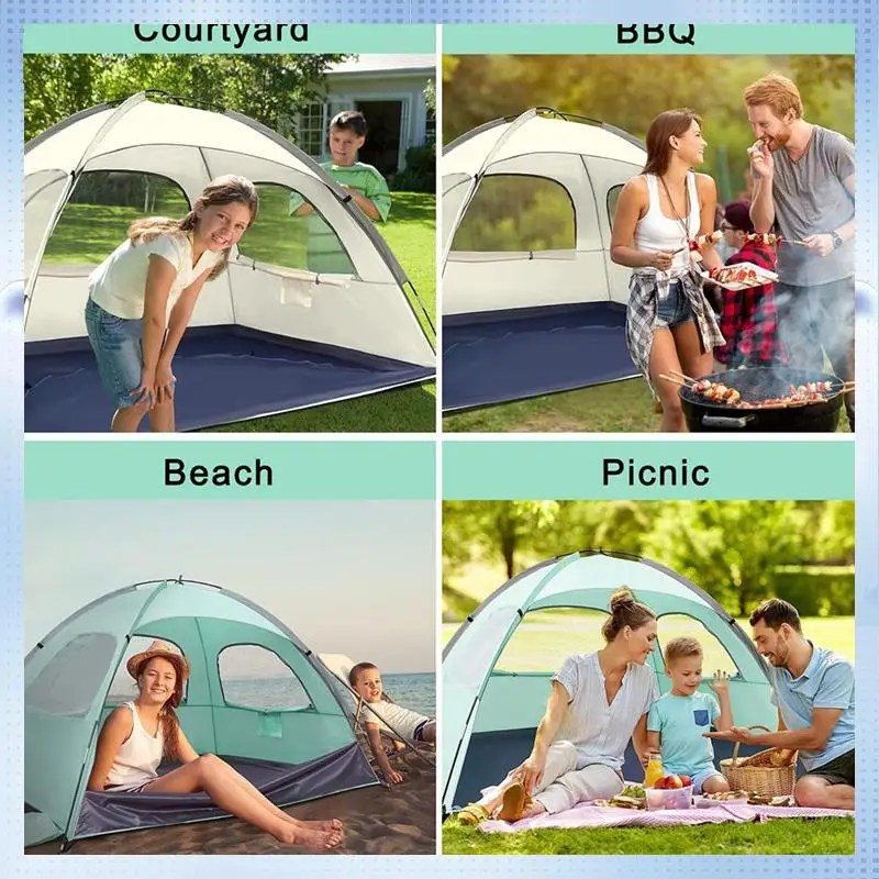 

ABHQ-Breathable Beach Tent Sun Shelter For Outdoor Camping, Portable Shade Canopy In Cream