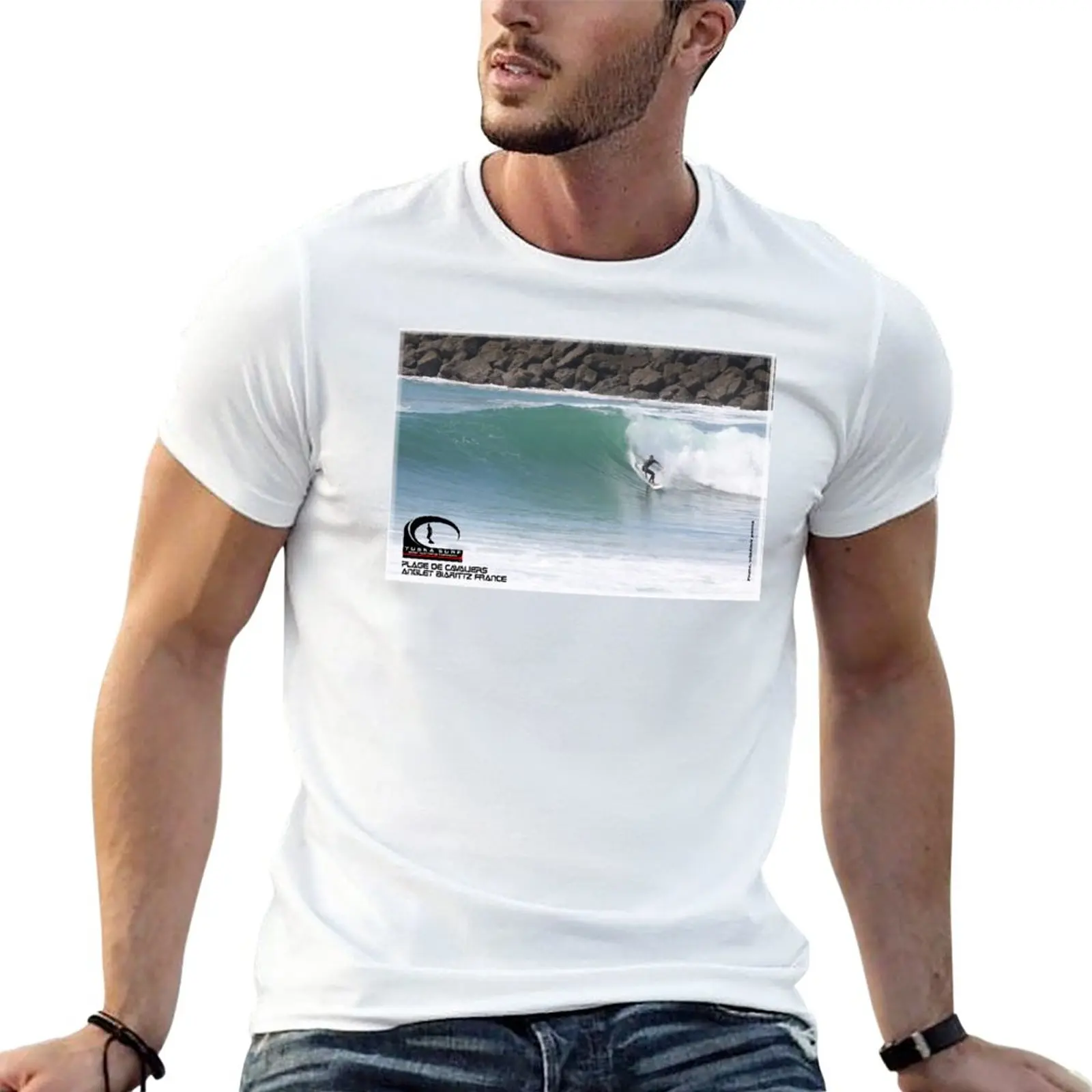 Surf Tee shirt Anglet in France. Tee shirt by Tuska surf T-Shirt summer tops vintage clothes Men's t shirts