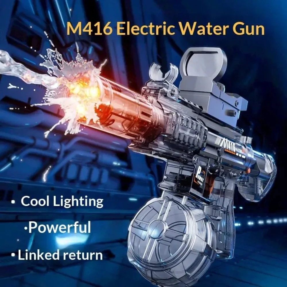Flame Light M416 Electric Squirt Gun Fast Shooting Water Blaster with Flashing Lights Energy Saving Water Toy for Pool view 2