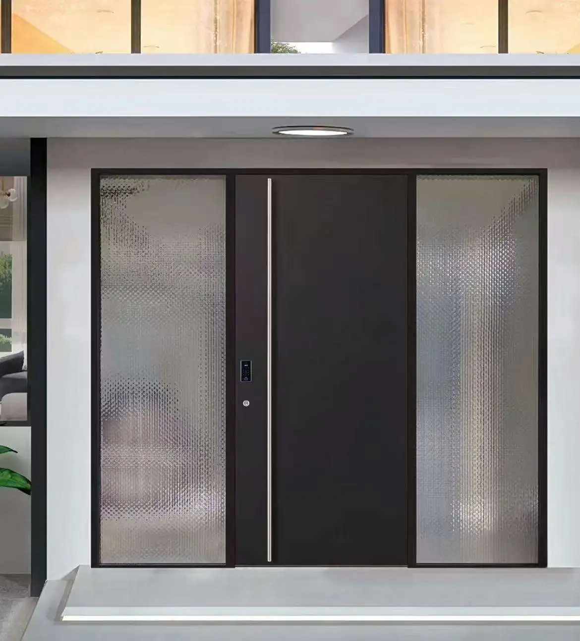 Villa Aluminum Alloy Heavy Duty Entrance Door with Side Opening Windows Good Lighting Hinged Doors High Quality Security Doors