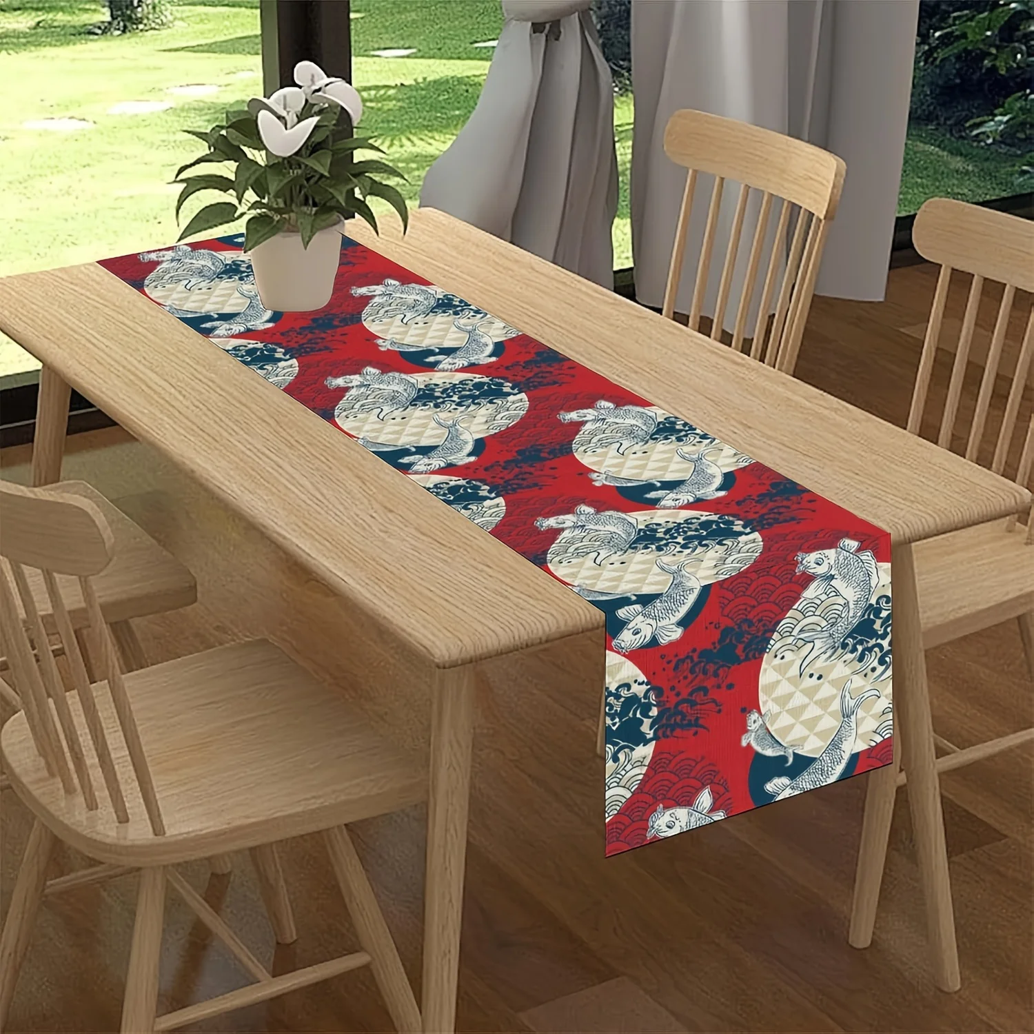 1-Piece Japanese Traditional Table Runner, Washable, Universal Table Runner for Family Banquets & Festive Celebrations