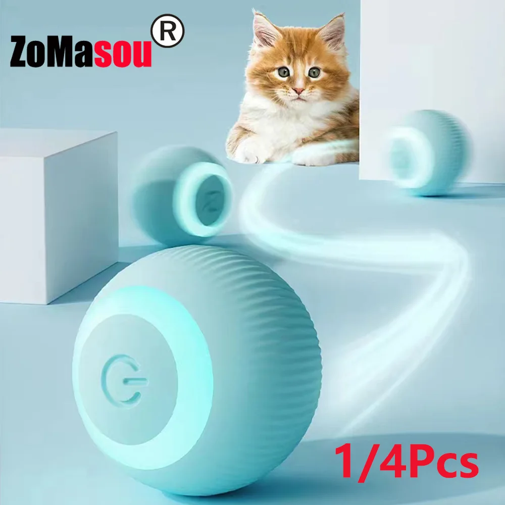 Bola interactiva para gatos, juguetes inteligentes para gatos, juguete electrónico interactivo para gatos, bola mágica rodante automática para interiores, accesorios para juegos de gatos, 1/4