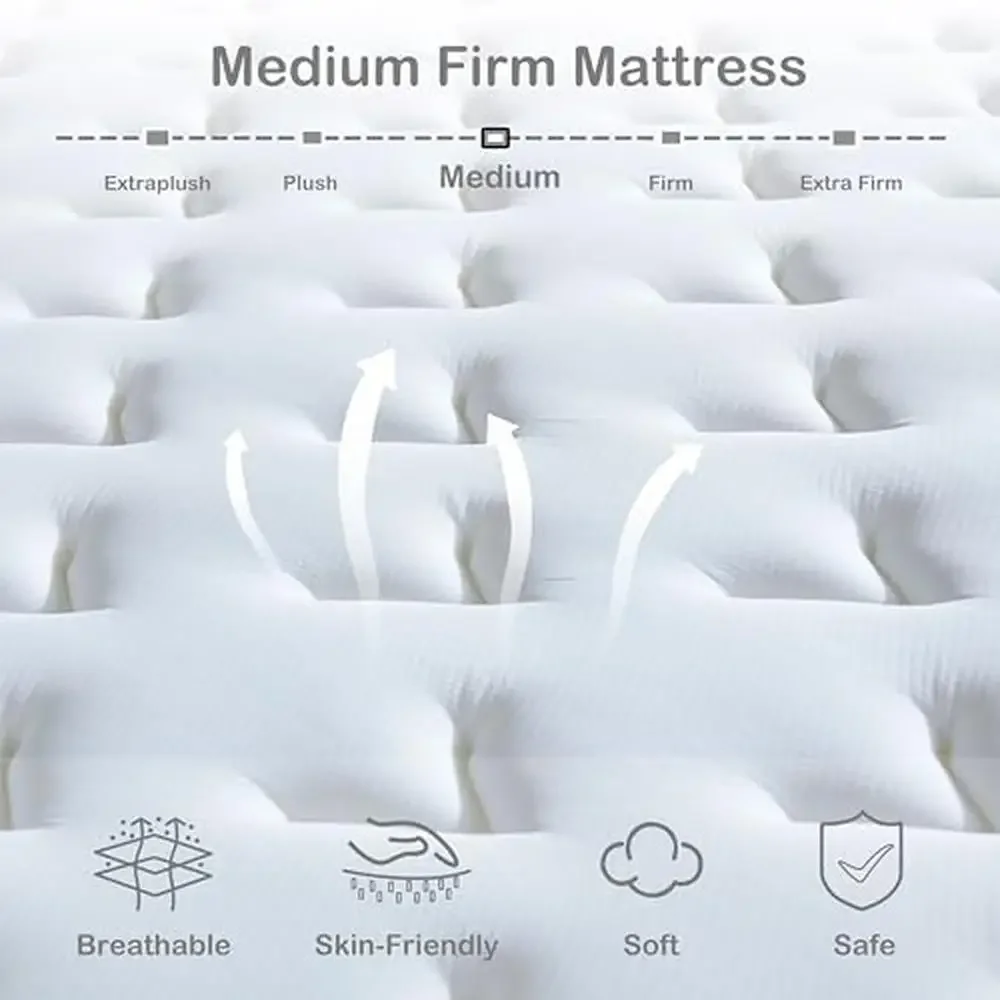 14 Inch Queen Hybrid Memory Foam Pocket Spring Mattress Motion Isolation Pressure Relief Silent Sleep Box Packed Queen Size