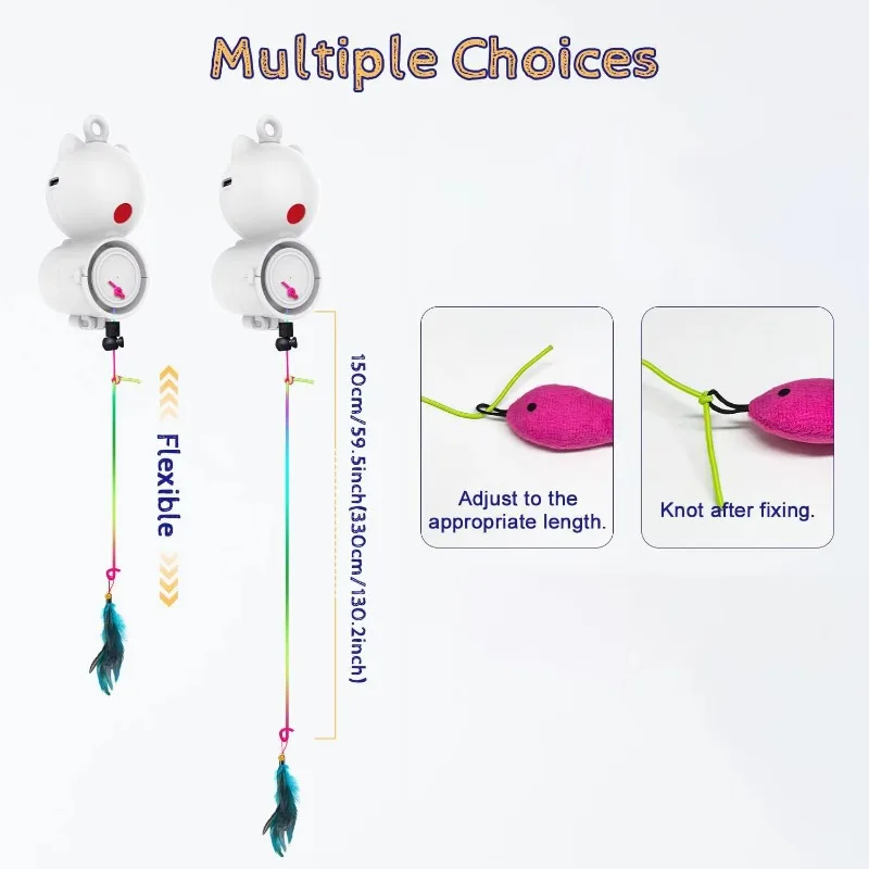 Automatic Feather Cat Toy, Interactive Laser Cat Toy, Motion Activated Random Trajectory Hanging Door Kitten Toy for Indoor Cats