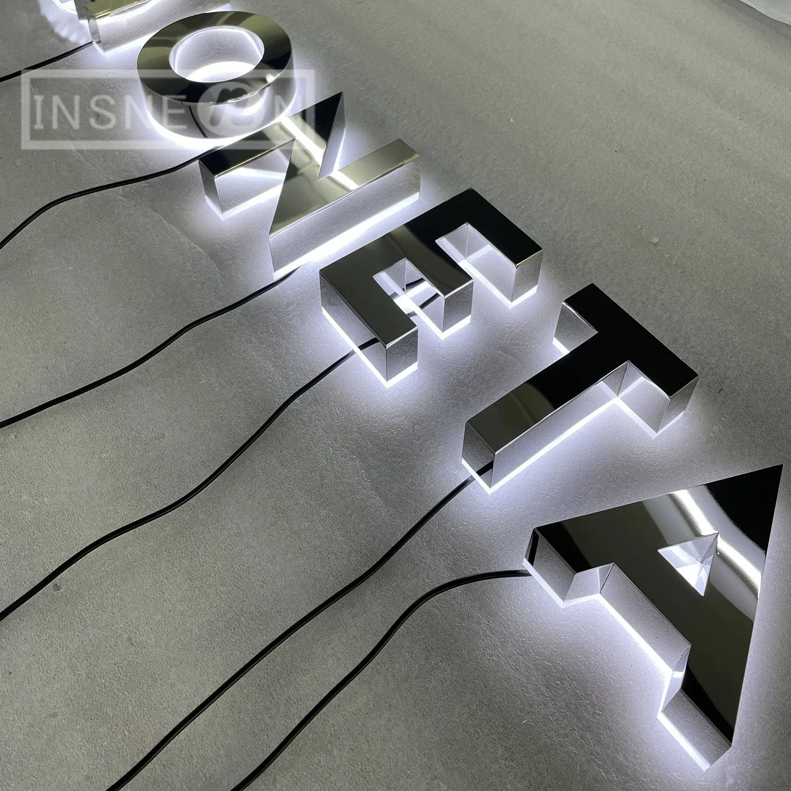 LED Back Lighting for Indoor and Outdoor Advertising Shop Sign, Mini 3D Metal Luminous Word, Waterproof LED Light, Bright Night