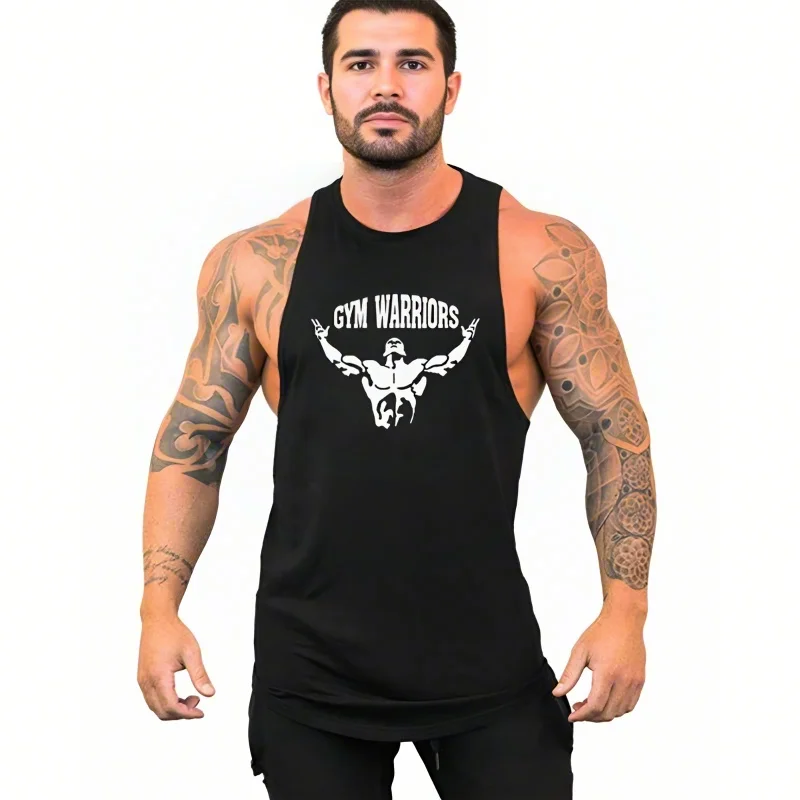 Running Vests Mens Bodybuilding Stringer Tank Tops Summer Cotton Gym Warriors Clothing Muscle Sleeveless Shirt Fitness Singlets