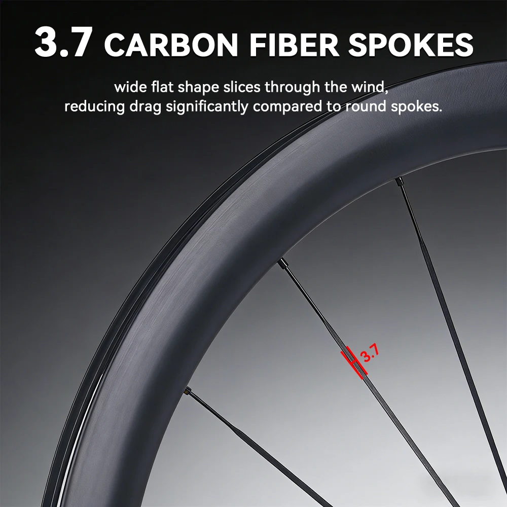1185g RUJIXU Carbon Spokes Wheels 700C Road Racing Wheelset Tubeless Disc Brake 36T60T HG XDR Hub Carbon Rim Road Bike Wheel Set