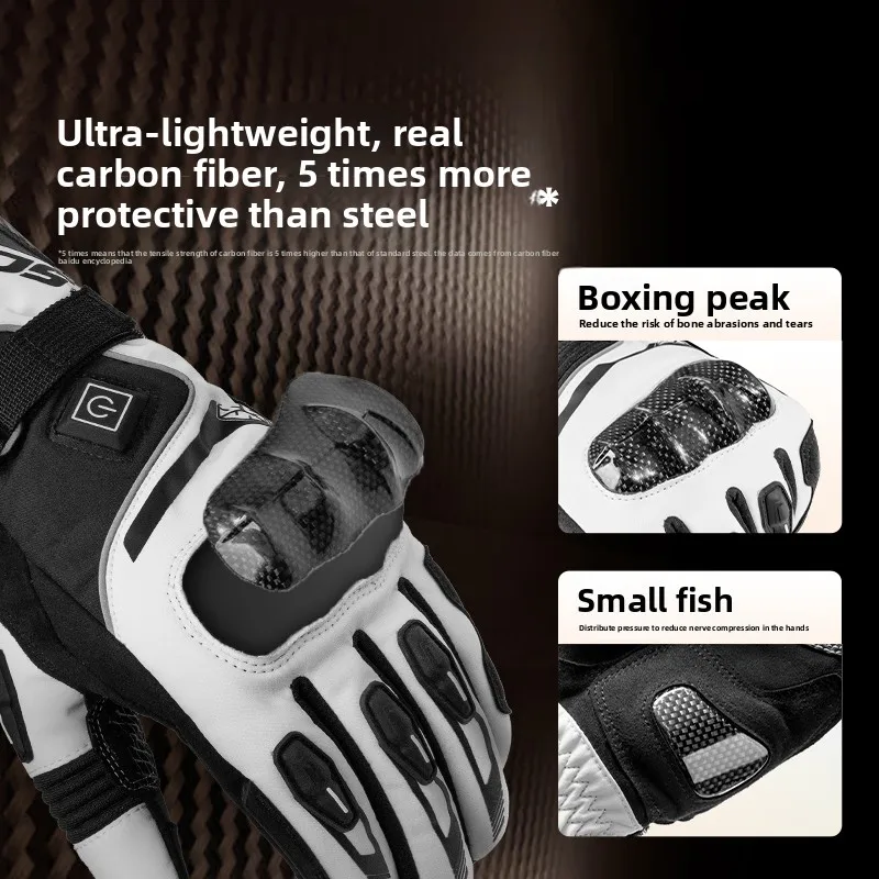 Motorcycle electric heating gloves riding carbon fiber winter warm windshield waterproof racing motorcycle travel men women