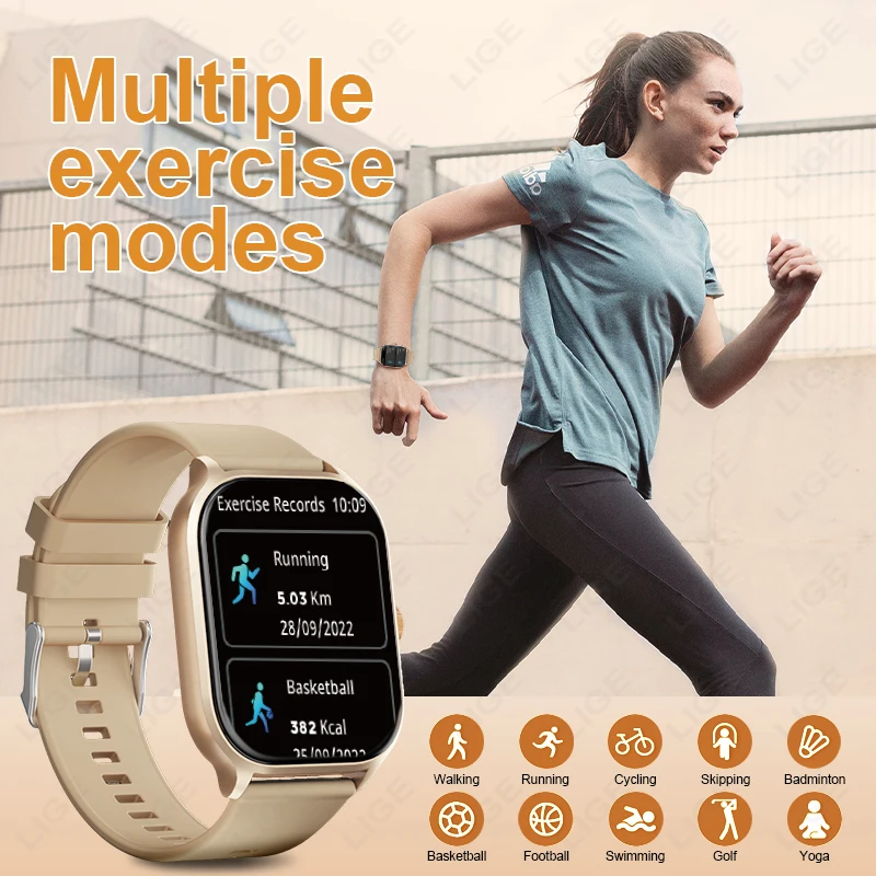 LIGE Smart Watch Women 2.01”HD Smartwatch Men Bluetooth Call Message IP68 Waterproof For Men Women Gift For Xiaomi Android IOS