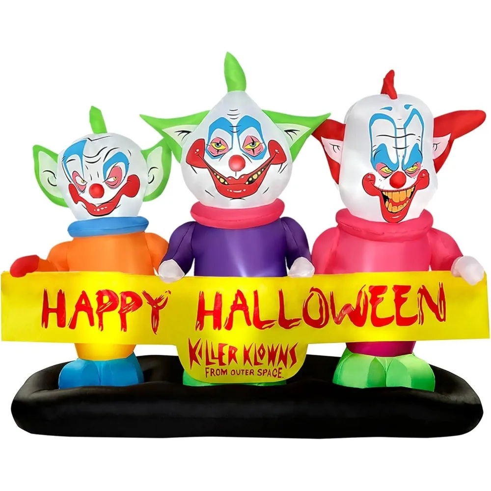 Halloween 6-Foot Inflatable Three Clowns Decoration for Outdoor and Indoor Use