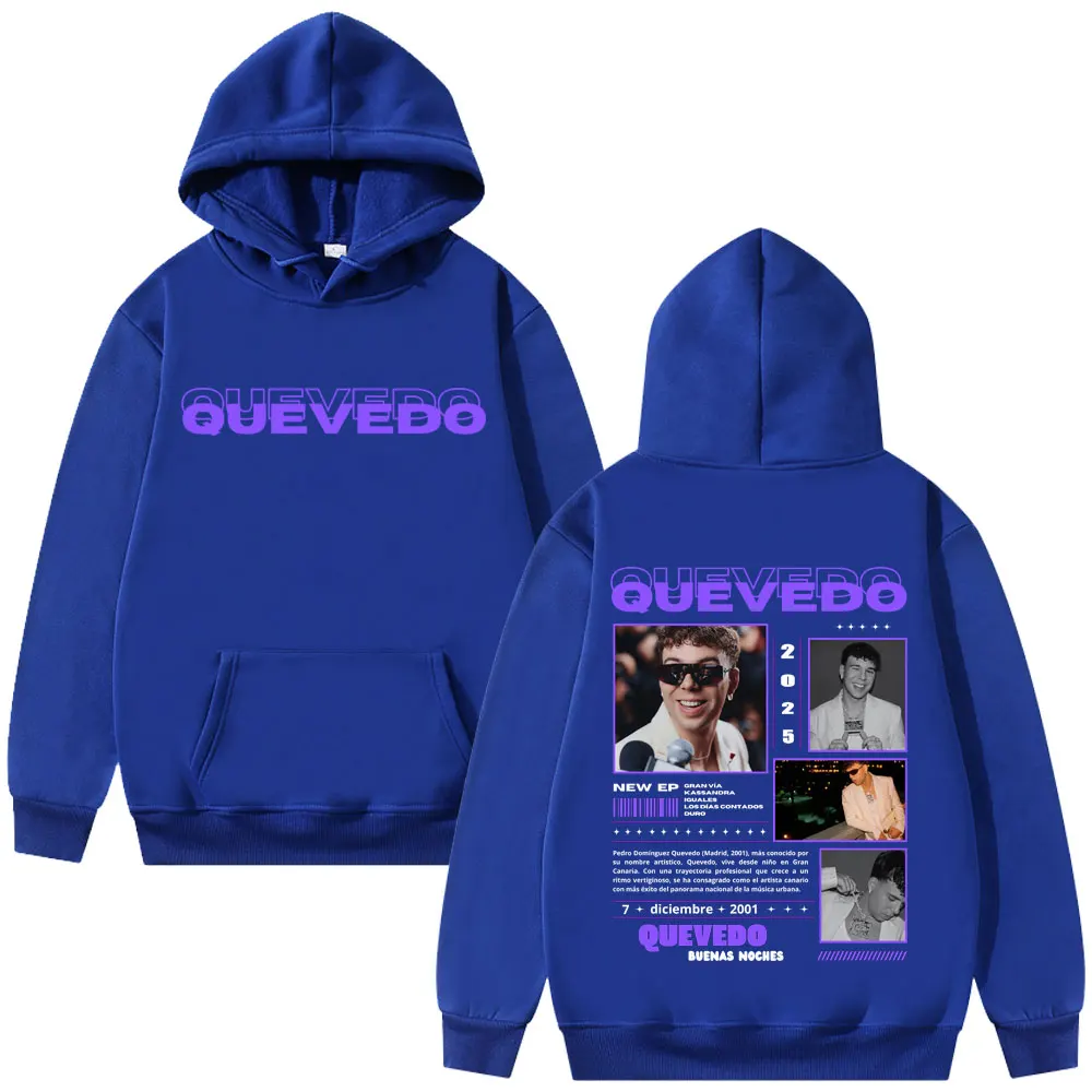 Rapper QUEVEDO 2025 BUENAS NOCHES Tour Hoodie Men Women Clothing Fashion Hip Hop Oversized Sweatshirt Casual Retro Streetwear