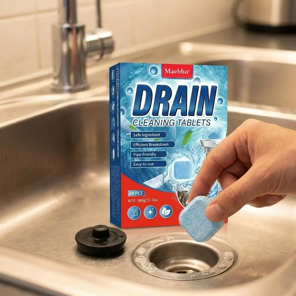 Drain Cleaning Tablets Powerful Sink Unblocking Foam Cleaner Oil Clog Remover Deodorizer Dissolver Safe For Pipes view 6