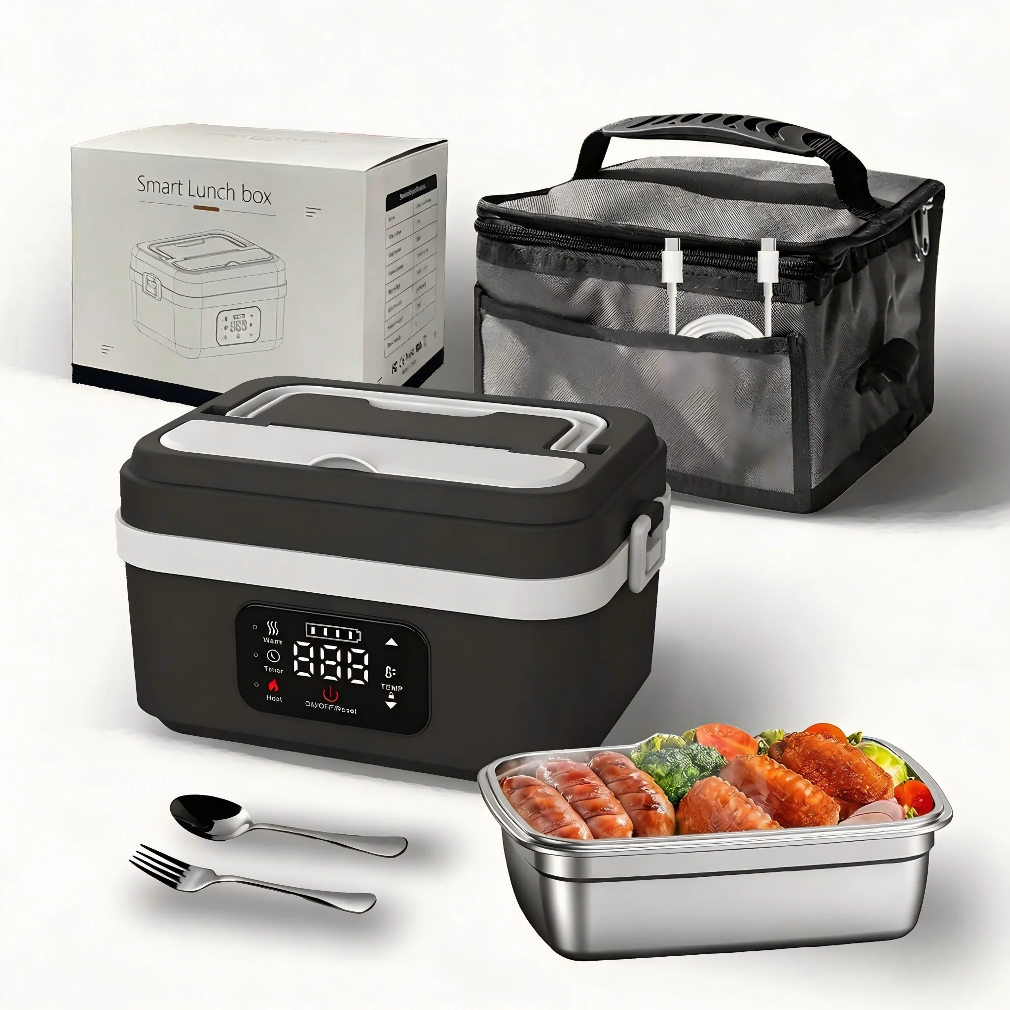 Portable Food Warmer - صندوق غداء كهربائي لاسلكي قابل للتسخين،