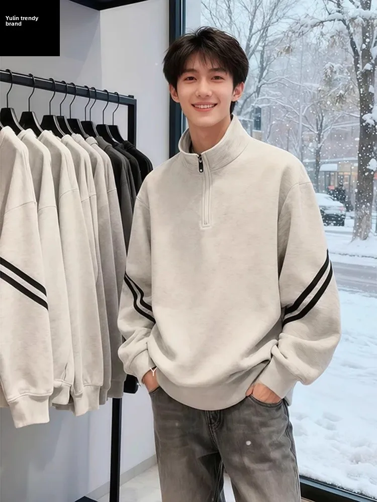 

Мужская утепленная флисовая толстовка с капюшоном на молнии, с длинными рукавами, повседневная уличная одежда, весна-осень-зима, стандартный крой, молодежная модель